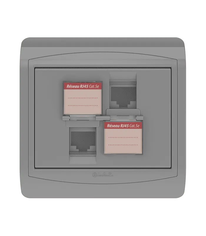 Double prise RJ45 CAT.5e + obturateurs