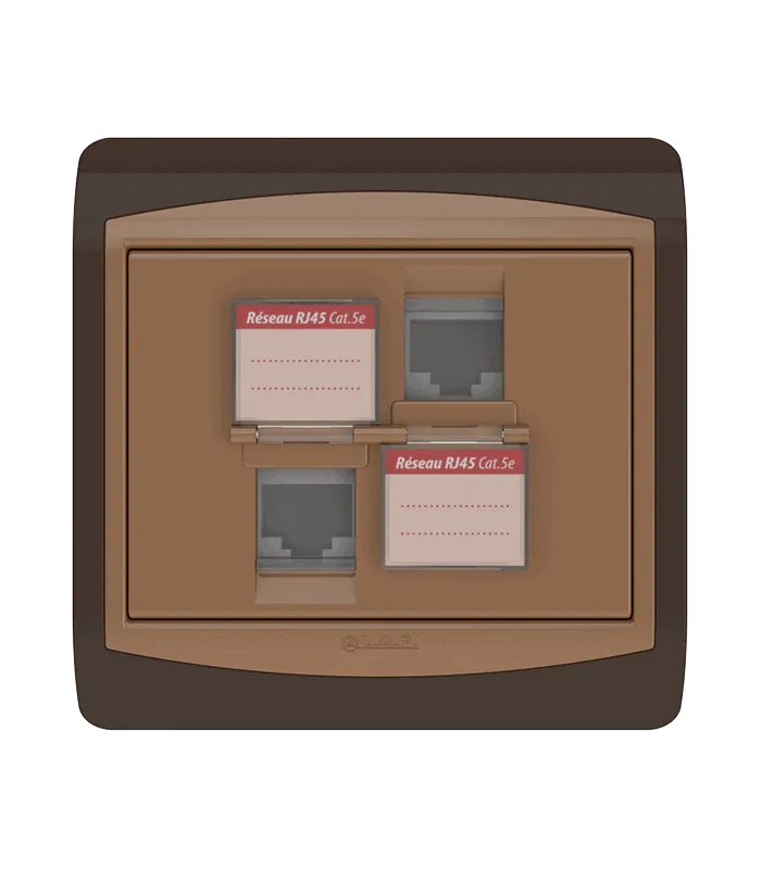 Double prise RJ45 CAT.5e + obturateurs