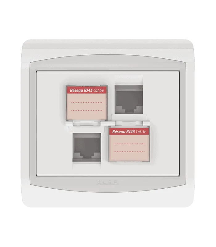 Double prise RJ45 CAT.5e + obturateurs