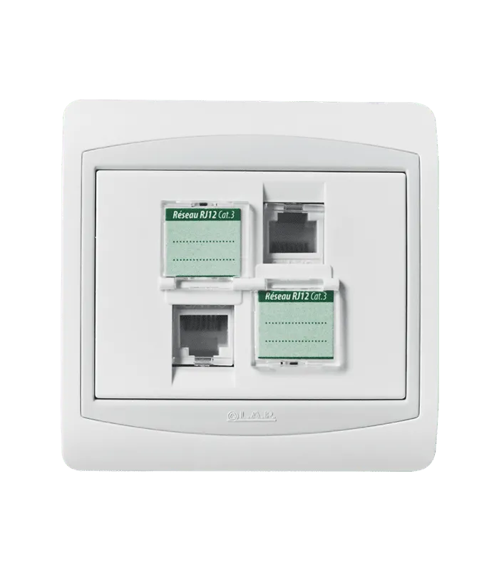 Double prise RJ12 CAT.3 + obturateurs