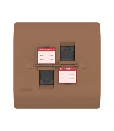 Double prise RJ45 CAT.5e + obturateurs