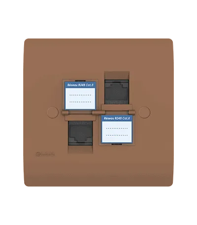 Double prise RJ45 CAT.6 + obturateurs