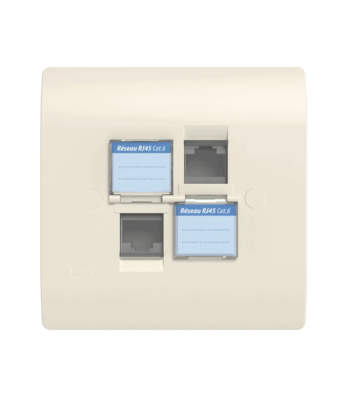 Double prise RJ45 CAT.6 + obturateurs