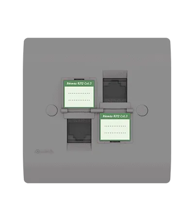 Double prise RJ12 CAT.3 + obturateurs