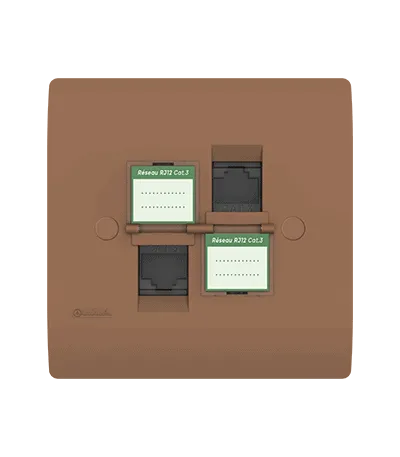 Double prise RJ12 CAT.3 + obturateurs