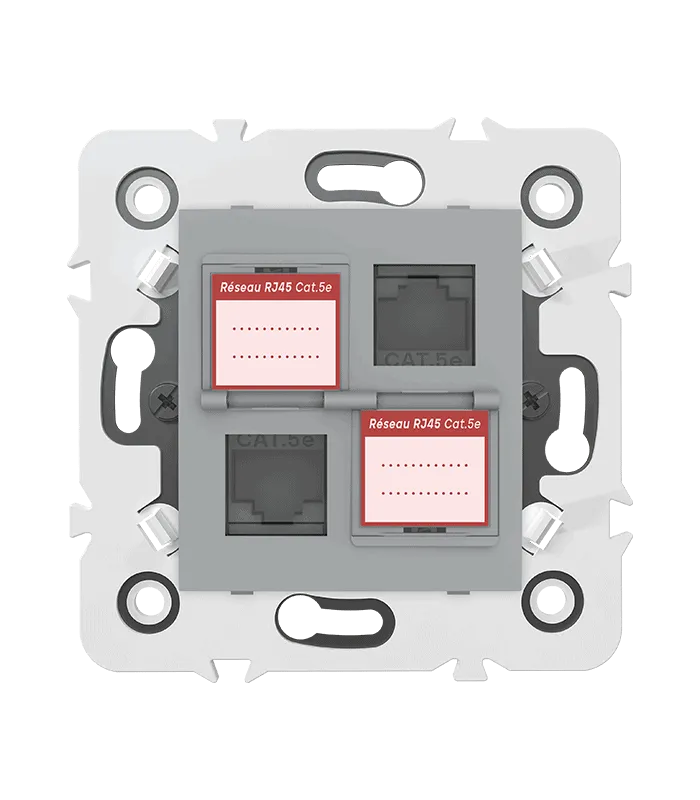 Double prise RJ45 CAT.5e + obturateurs