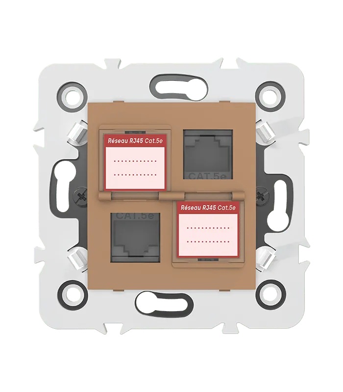 Double prise RJ45 CAT.5e + obturateurs
