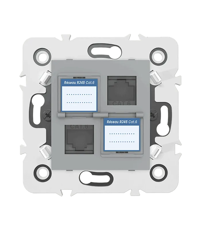 Double prise RJ45 CAT.6 + obturateurs