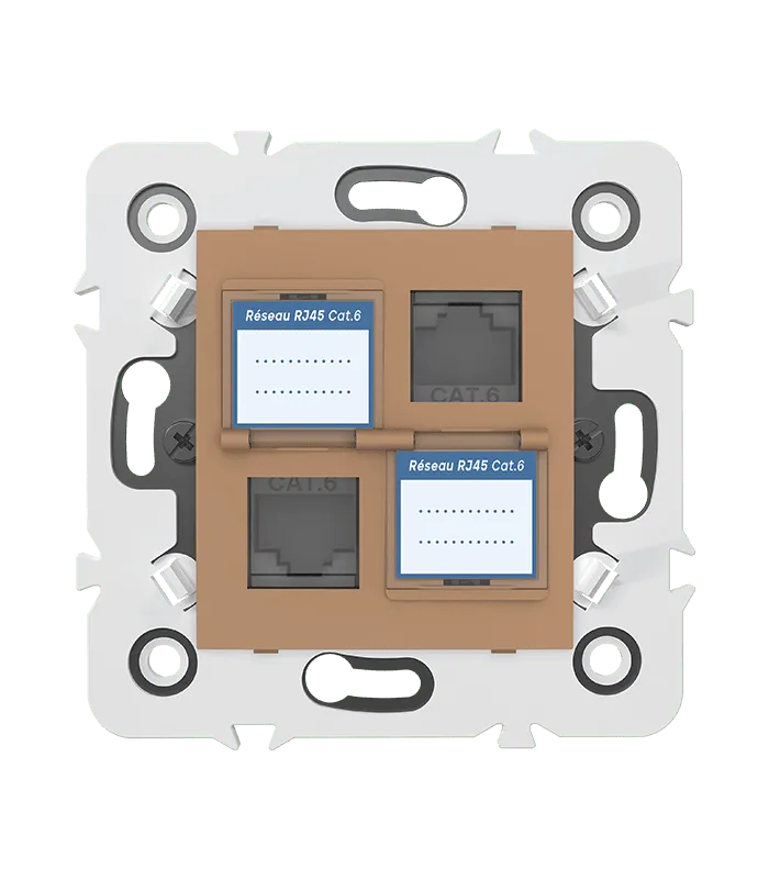 Double prise RJ45 CAT.6 + obturateurs