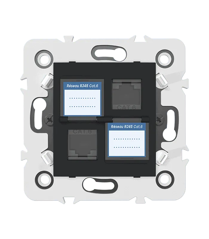Double prise RJ45 CAT.6 + obturateurs
