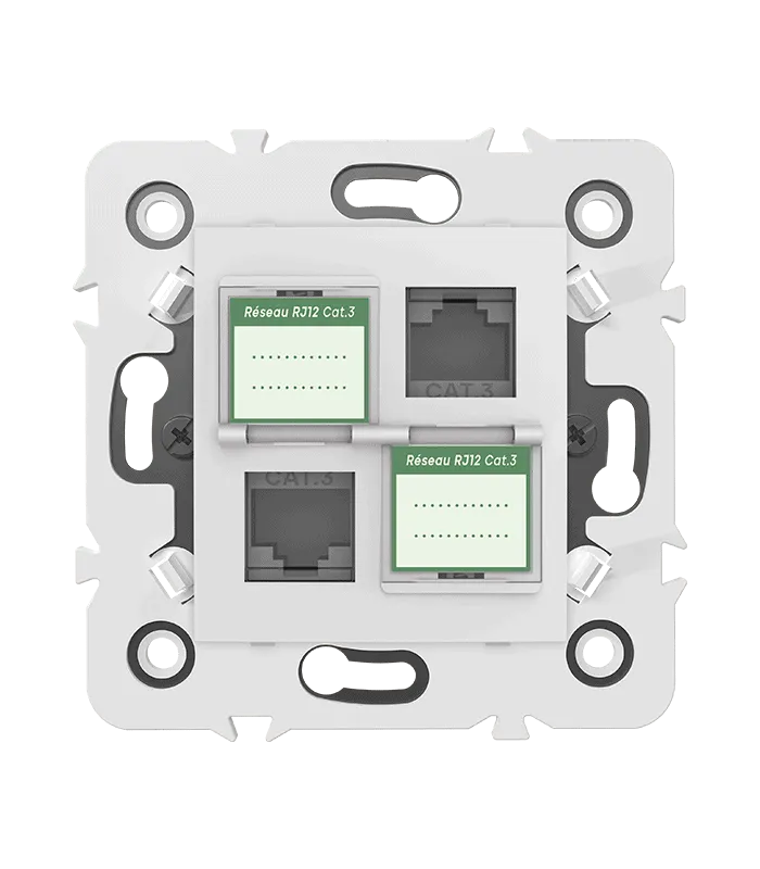 Double prise RJ12 CAT.3 + obturateurs