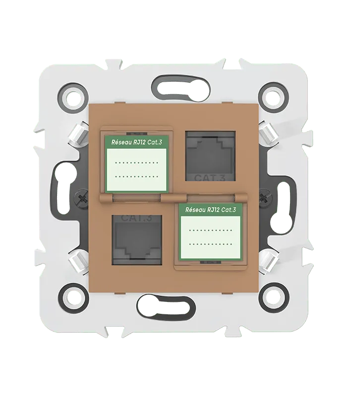 Double prise RJ12 CAT.3 + obturateurs