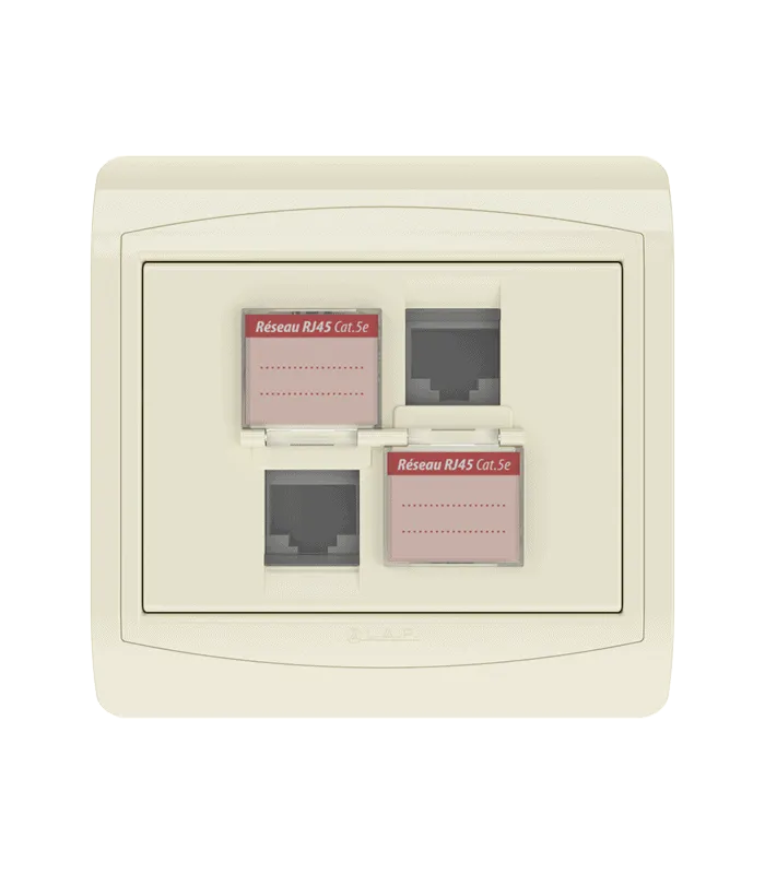 Double prise RJ45 CAT.5e + obturateurs