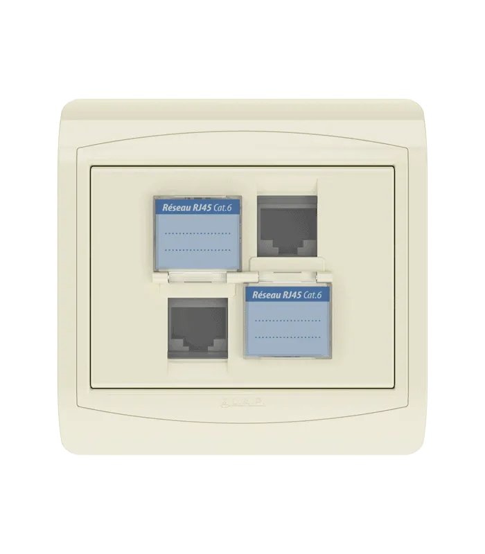 Double prise RJ45 CAT.6 + obturateurs